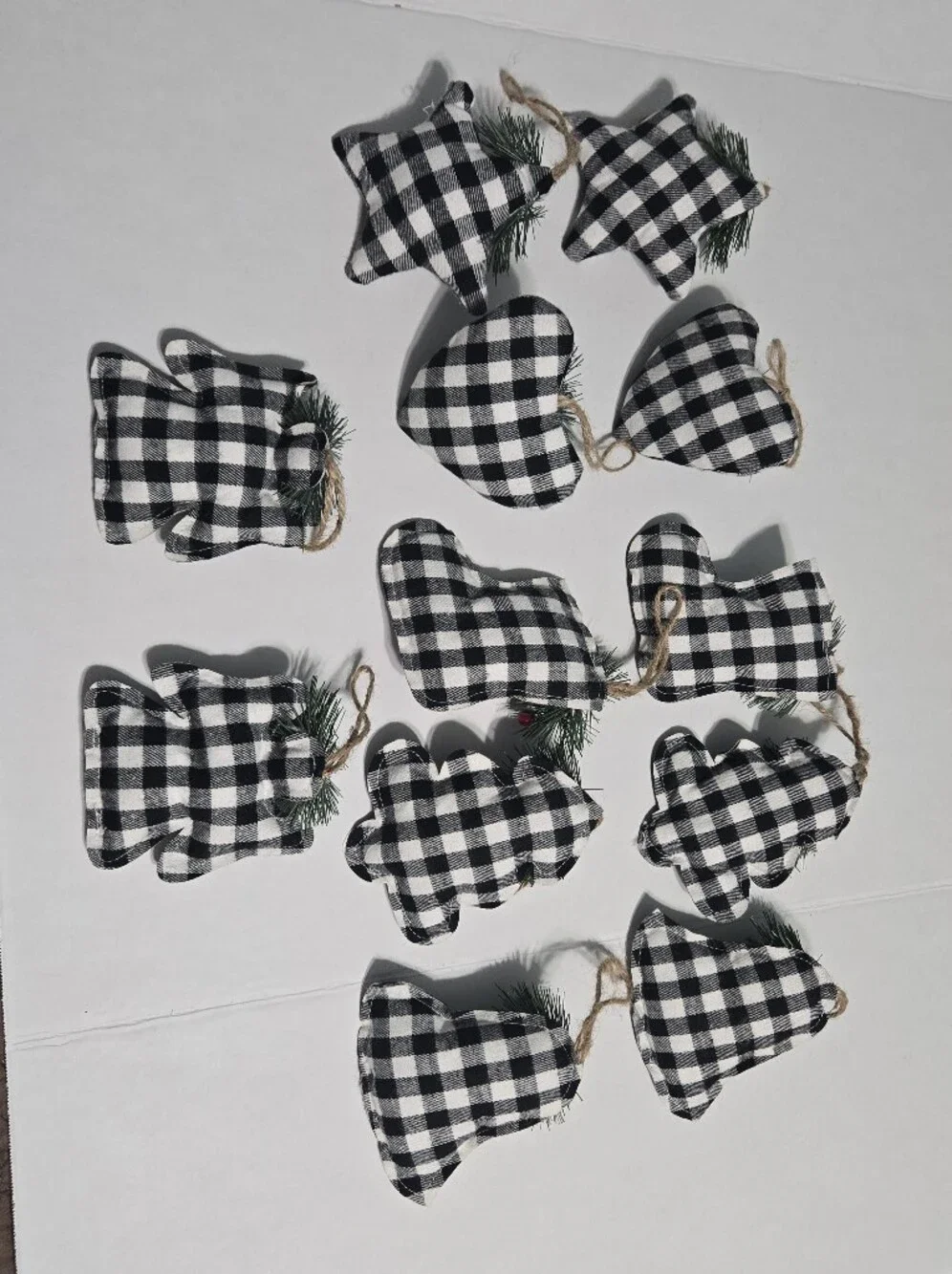 Set of 12 Holiday Style Buffalo Plaid Christmas Ornaments